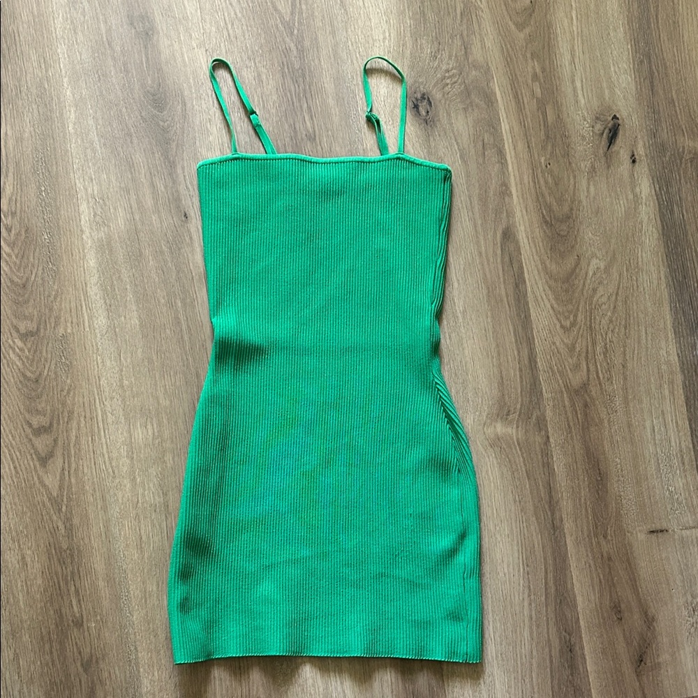 Aritzia Babaton Emerald Ribbed Mini Dress US Small